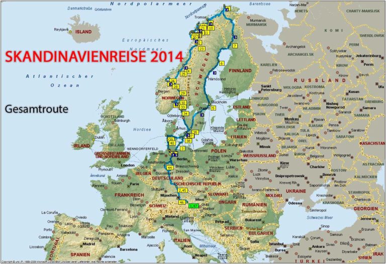 Norwegen 2014 Gesamtroute
